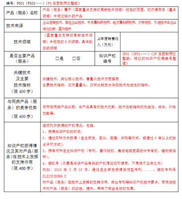 高新技術企業認定中PS表怎么填?